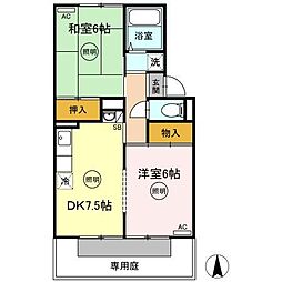 ラフィーネE 2DKの間取図画像
