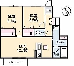 シャーメゾンセルディーナ 2LDKの間取図画像