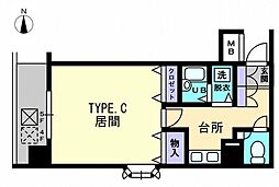 リマーク上之町 1Kの間取図画像