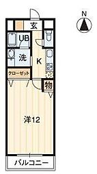 リベルテ太田 1Kの間取図画像