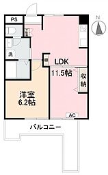 ダイアパレス栗林公園 1LDKの間取図画像