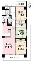 紫雲町ステージワン 3LDKの間取図画像