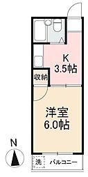 メゾンドつばき 1Kの間取図画像