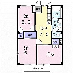 ニューシティーアルルA 3DKの間取図画像
