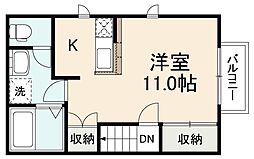 メニーフィールズB 1Kの間取図画像