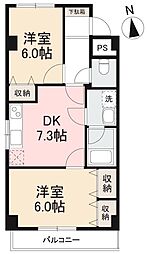ライス・ワン 2DKの間取図画像