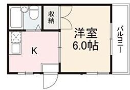 シーパレス浜ノ町 1Kの間取図画像