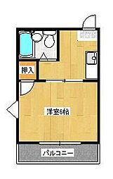 コート紫雲 1Kの間取図画像