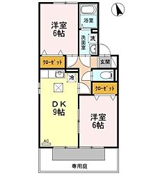 セジュールさぬき 2DKの間取図画像
