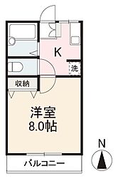 ハイム新天地 1Kの間取図画像