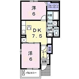 エスペランサ2 2DKの間取図画像