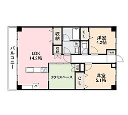 オレンジコート高松北棟 2SLDKの間取図画像