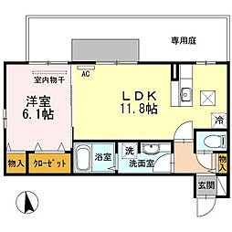 クレール・メゾン 1LDKの間取図画像