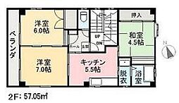 三野ハイツ 3DKの間取図画像