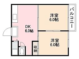 メゾンシーサイド 2DKの間取図画像