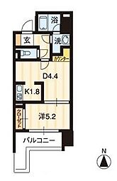 リアライズ瓦町 1DKの間取図画像