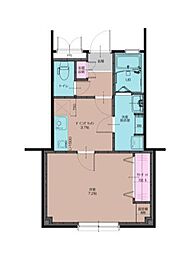 ユービル2 1DKの間取図画像