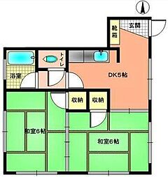 讃幸Rハイツ 2DKの間取図画像