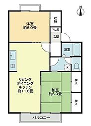 フォブールアベリアB 2LDKの間取図画像