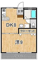コーポオメガー 1DKの間取図画像
