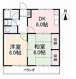ハイツ大塚 2DKの間取図画像