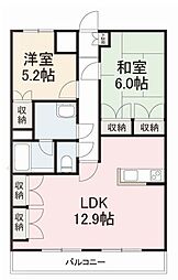 ホソタニマンション 2LDKの間取図画像