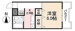 Lコート 1Kの間取図画像