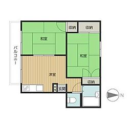 ドミエール高松 2DKの間取図画像