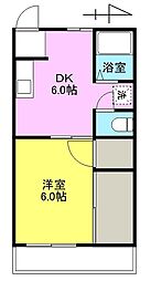 つるぎマンション 1DKの間取図画像
