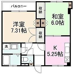 三条駅前ハイツ 2Kの間取図画像