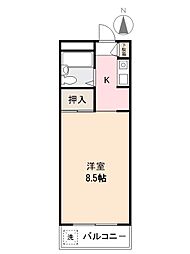 舞鳳夢勘遂 1Kの間取図画像