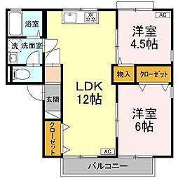 宮脇ハイツ 2LDKの間取図画像