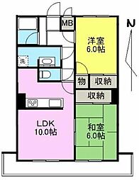 ベルメール香西 2LDKの間取図画像