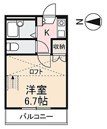 フレシール東山崎 1Kの間取図画像