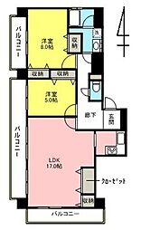 コルソグロワール天神前 2LDKの間取図画像