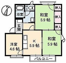 屋島フレグランスA 3Kの間取図画像