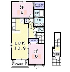 クオーレ2 2LDKの間取図画像