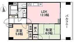 ロゼ花ノ宮 2LDKの間取図画像