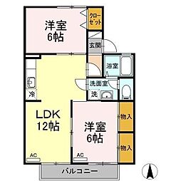 グランシャトーC 2LDKの間取図画像