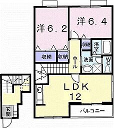 サンライズ・kA 2LDKの間取図画像