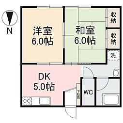 ピースレジデンスA 2DKの間取図画像