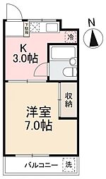 イヨクママンション 1Kの間取図画像