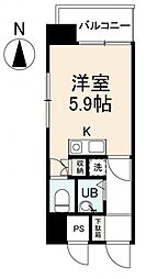 朝日プラザアーバンコア高松 ワンルームの間取図画像