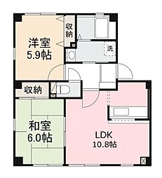 フォブールタウン元山A 2LDKの間取図画像