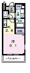 エスポワール土居C棟 ワンルームの間取図画像