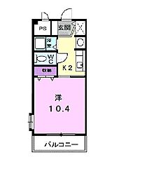 サンライズ宮川 1Kの間取図画像