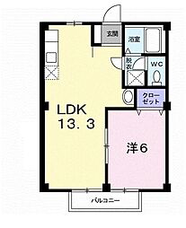 フローラ国分寺A 1LDKの間取図画像
