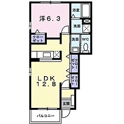 キャトルセゾン 1LDKの間取図画像