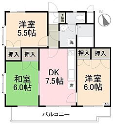 モアグロリーA 3DKの間取図画像