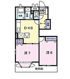 ドエルエバーグリーンA 2DKの間取図画像